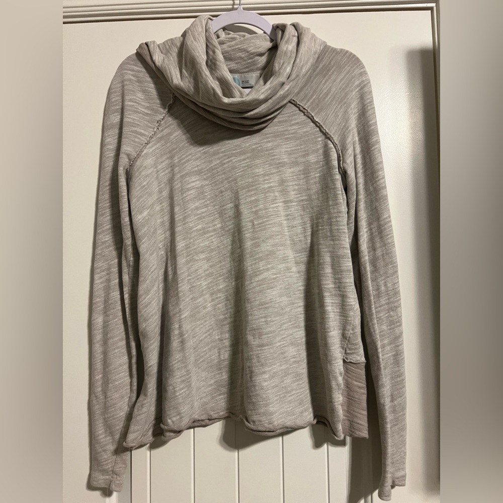 FP Beach Cocoon Sweater Women's Small/Medium Cocoon beige Cowl Neck Long Sleeve